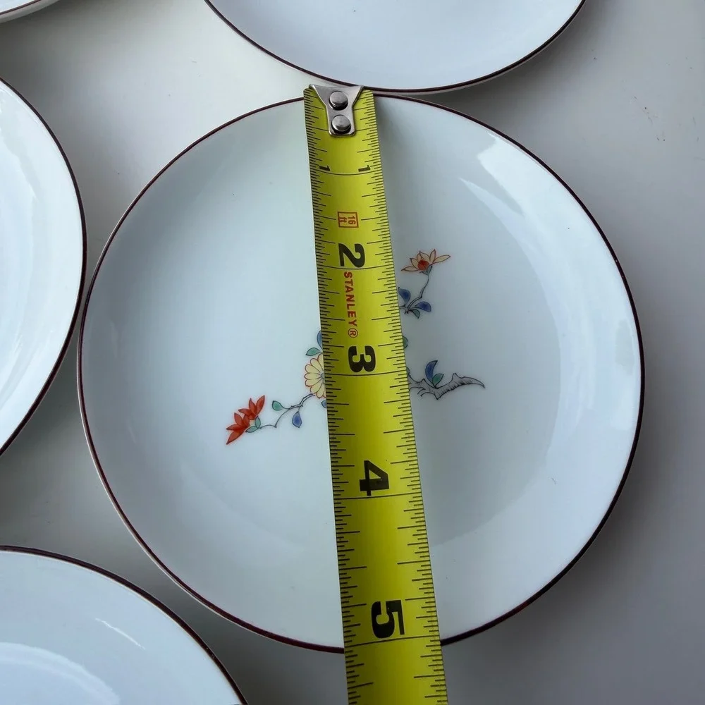 Set of 5 Vintage Japanese Porcelain Floral Bread Plates 5.5